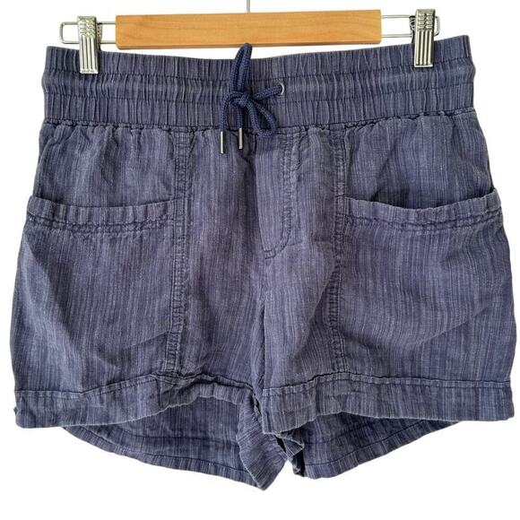 Athleta Womens Cabo Linen Textured 4" Shorts Size 4 Blue Beachy Coastal Casual8 - Picture 1 of 9